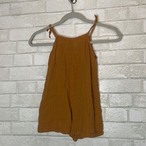Old Navy Girl’s Lightweight Cotton Trendy Mustard Colored Romper - Picture 2 of 7